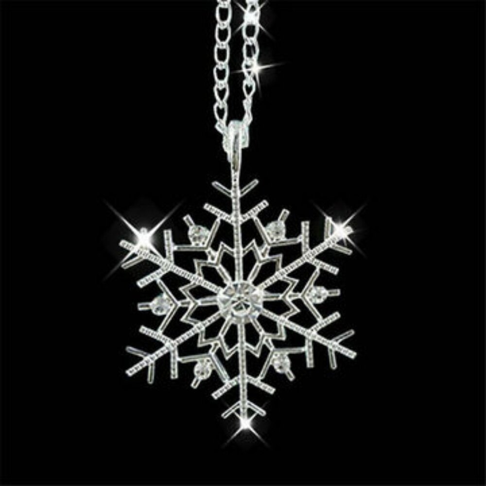 Christmas Holiday Snowflake Necklace with Artificial Crystal Inlay - Custom
